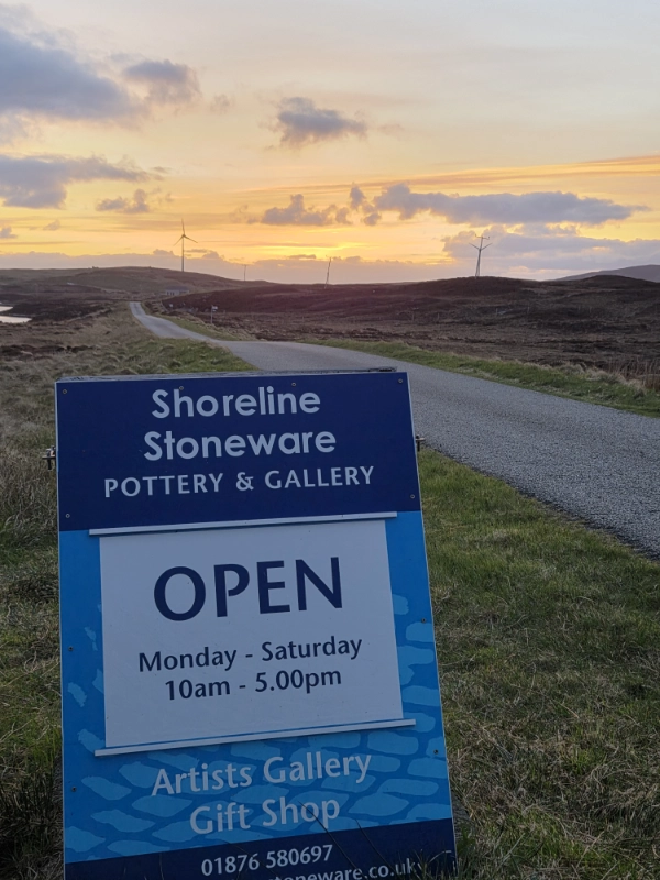 Shoreline Stoneware Gallery Open Sign